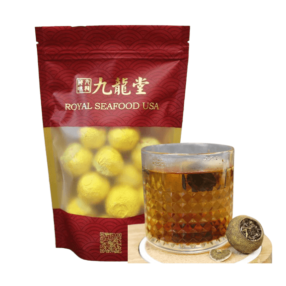 Royal Seafood USA Premium Green Tangerine Peel Pu-erh Tea Xiao Qing Gan 20pcs
