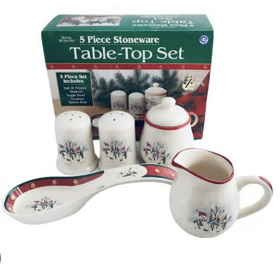 Royal Seasons 5 Piece Stoneware Table-top Set Snowman Design