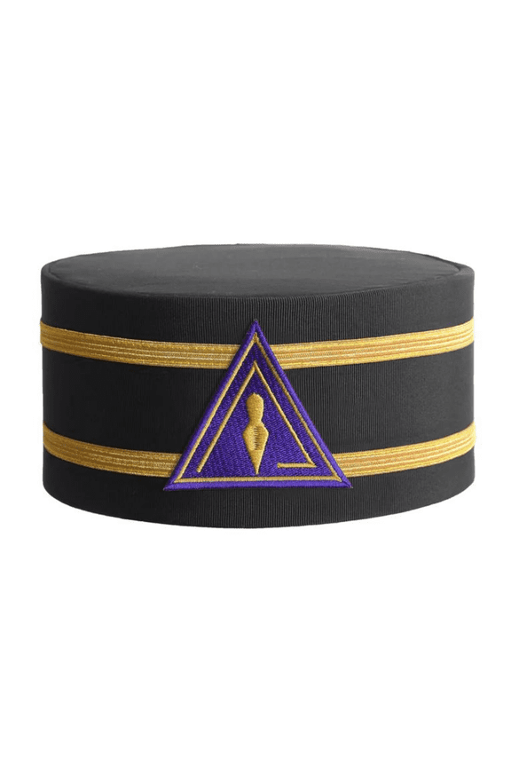 Royal & Select Masters English Regulation Crown Cap - Black Rayon with Purple Patch & Double Gold Braid,