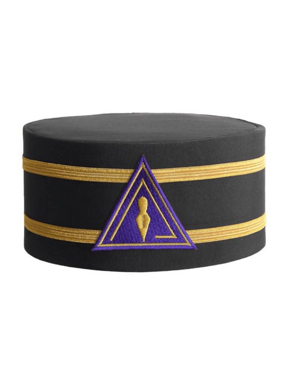 Royal & Select Masters English Regulation Crown Cap - Black Rayon with Purple Patch & Double Gold Braid,
