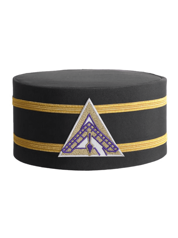Royal & Select Masters English Regulation Crown Cap - Black Rayon with White Emblem & Double Gold Braids