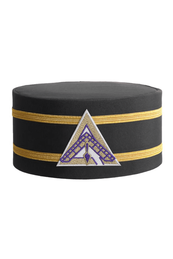 Royal & Select Masters English Regulation Crown Cap - Black Rayon with White Emblem & Double Gold Braids