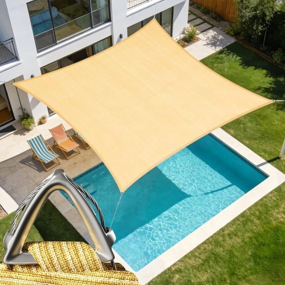 Royal Shade 12' x 22' Beige Rectangle Pro Ring Sun Shade Sail, 260 GSM UPF50 Commercial Grade, Reinforced Corners & Edges, Custom Size, 5 Year Warranty