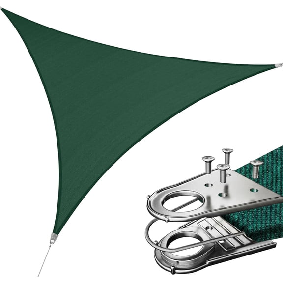 Royal Shade 32' x 32' x 32' Green Triangle Super Ring Sun Shade Sail Canopy RSAWTN, Heavy Duty Durable Structure, Reinforced Corners & Edges, 260 GSM Permeable Fabric (We Make Custom Size)