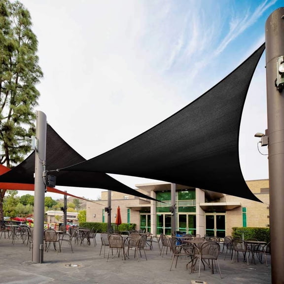 Royal Shade 4' x 4' x 4' Black Triangle Sun Shade Sail Canopy Outdoor Patio Fabric Screen Awning UPF50+ 95% UV Blockage, Heavy Duty, Water & Air Permeable (We Customize)
