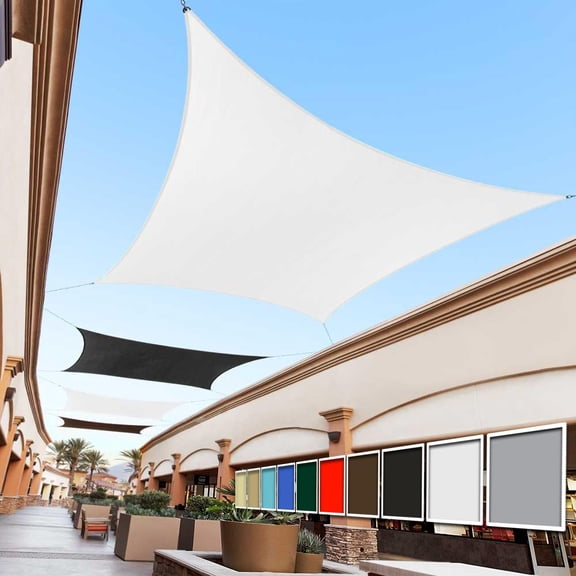 Royal Shade 8' x 10' White Rectangle Sun Shade Sail, UPF50+ 95% UV Block, 200GSM Commercial Heavy Duty Water & Air Permeable Mesh Fabric Patio Canopy, Custom Sizes Available