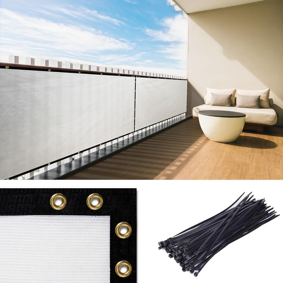 Royal Shade Custom Made 3' x 101' White Privacy Fence Screen Windscreen with Grommets & Bindings, 90% Shade Blockage Heavy Duty Outdoor Privacy Screen, Custom Size Available, Cable Zip Ties Included