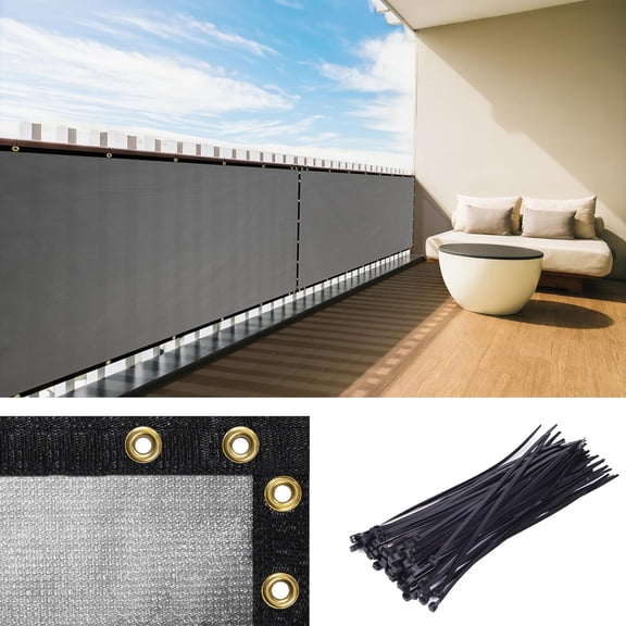 Royal Shade Custom Made 3' x 8' Grey Privacy Fence Screen Windscreen with Grommets & Bindings, 90% Shade Blockage Heavy Duty Outdoor Privacy Screen, Custom Size Available, Cable Zip Ties Included