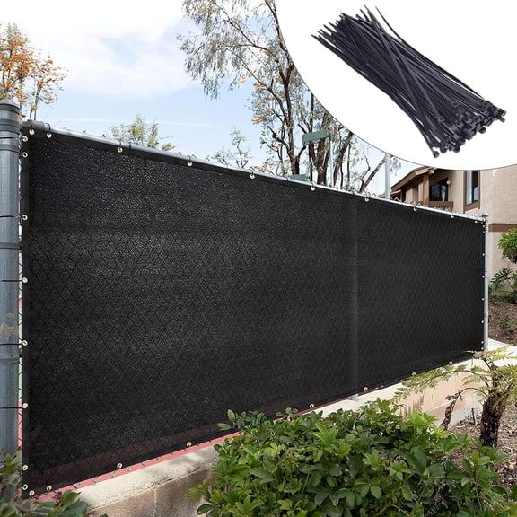 Royal Shade Custom Made 4' x 162' Black Privacy Fence Screen Windscreen with Grommets & Bindings, 90% Shade Blockage Heavy Duty Outdoor Privacy Screen, Custom Size Available, Cable Zip Ties Included