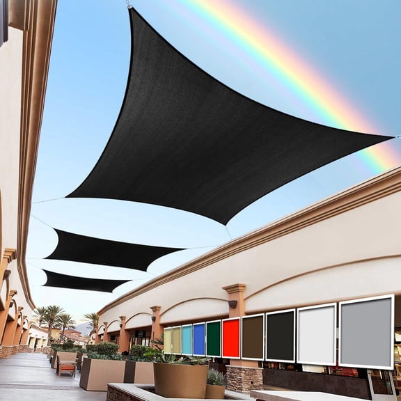 Royal Shade Custom Size 10' x 13' Black Rectangle Sun Shade Sail, UPF50+ 95% UV Block, 200GSM Commercial Heavy Duty Water & Air Permeable Mesh Fabric Patio Canopy, Custom Sizes Available