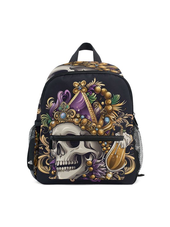 Royal Skull Beer Mini Backpack Cute Small Backpack with Chest Strap and Whistle Ages 3-8