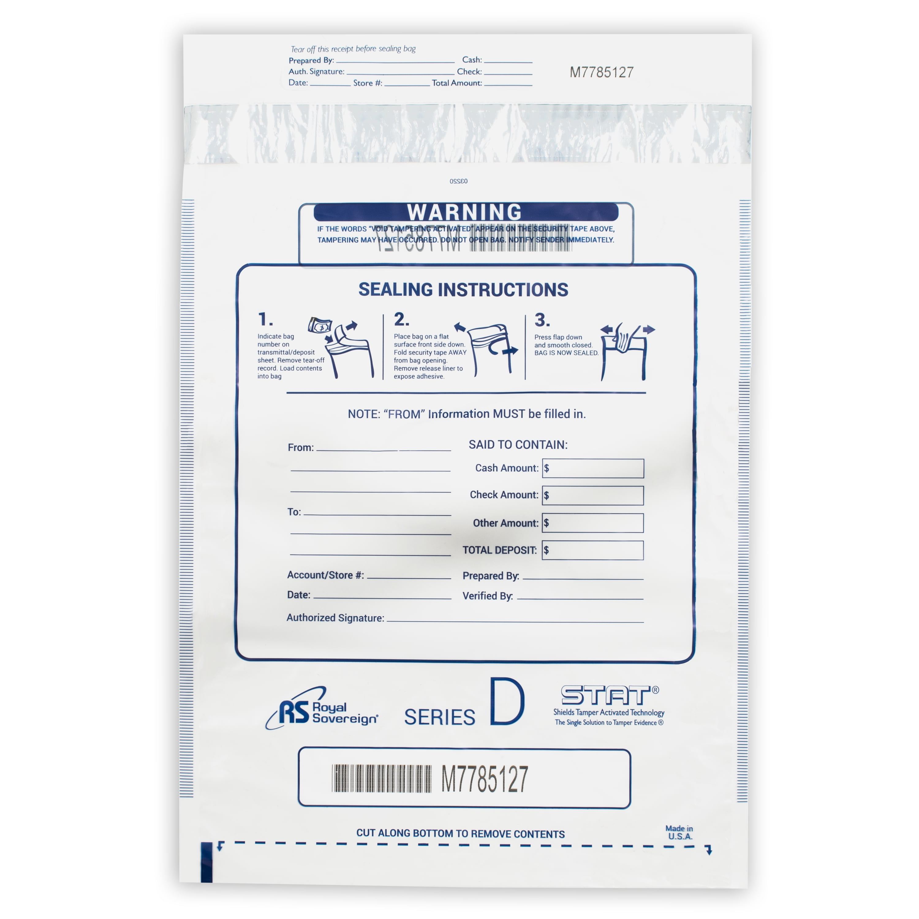 Royal Sovereign 12 x 16 Clear Deposit Bags 100 Pack (RMTE-1216DC)