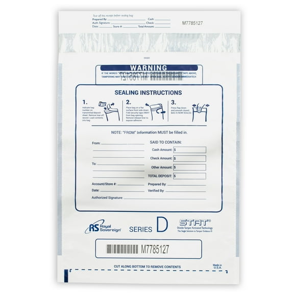 Royal Sovereign 12 x 16 Clear Deposit Bags 100 Pack (RMTE-1216DC)