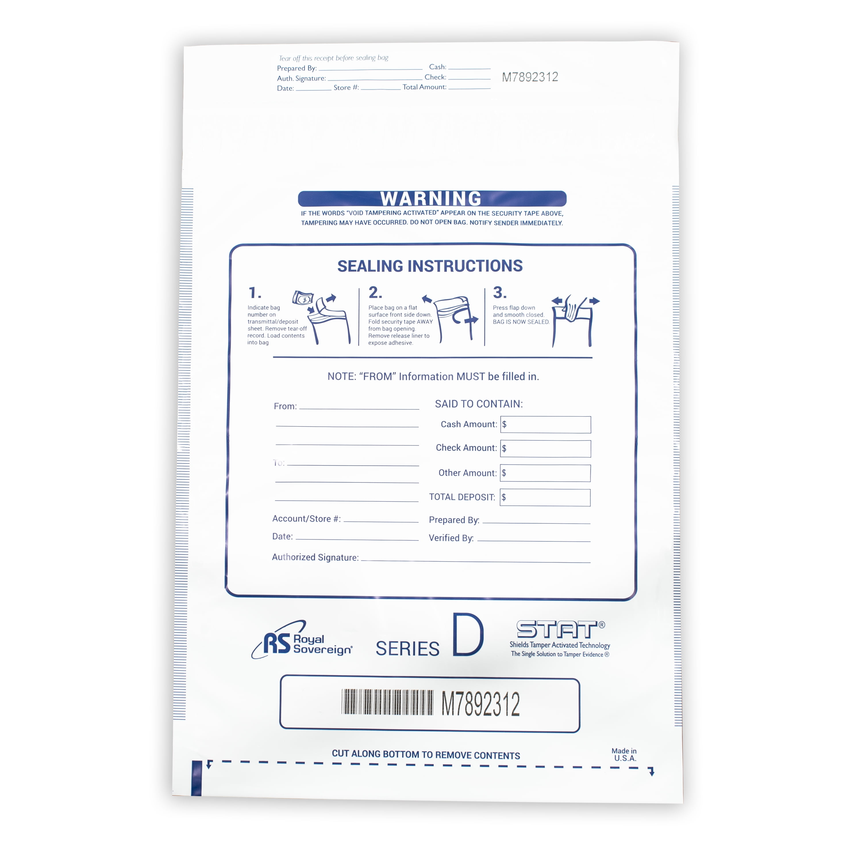 Royal Sovereign 12 x 16 Co-Ex Clear Film Deposit Bags 100 Pack (RMTE-1216DW)