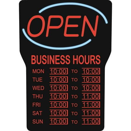 SIGN OPEN WITH HOURS RSIRSB1342E