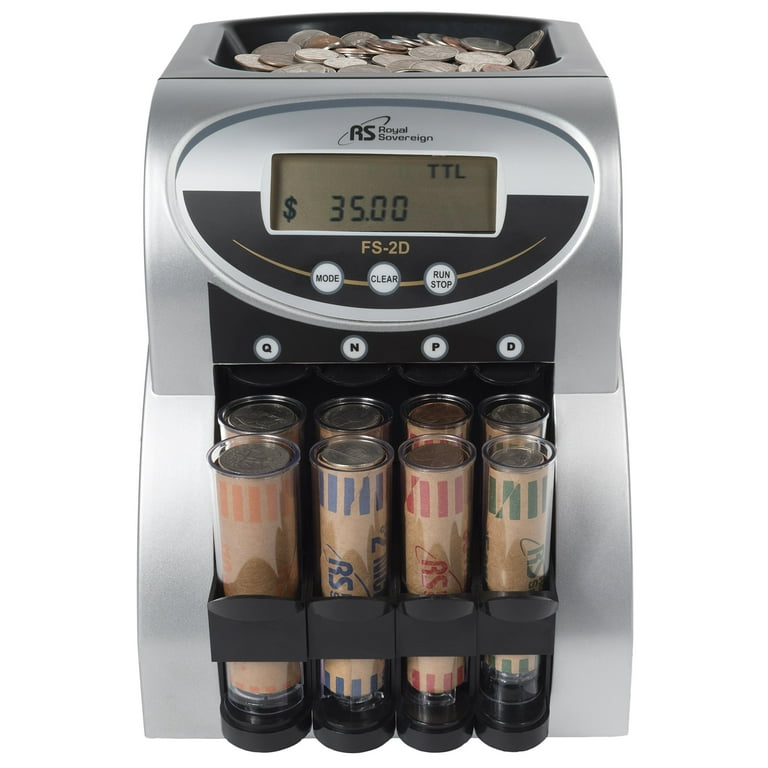 Royal Sovereign Electric USD Coin Counter, 2 Rows, Anti-Jam, Value