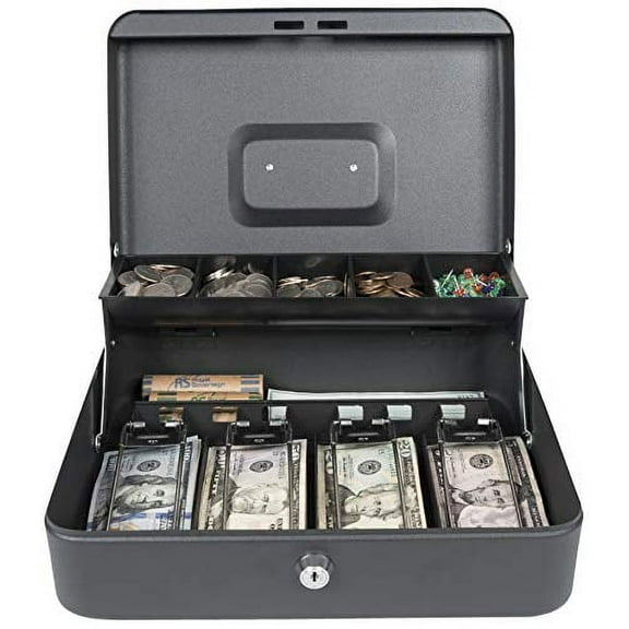 Royal Sovereign Money Handling Security Box Cash Box (RSCB-400), Tiered-tray