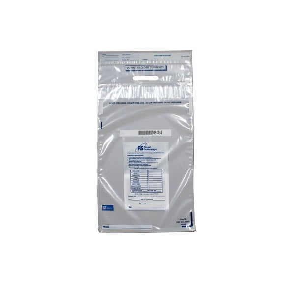 Royal Sovereign RMTE-1222 12.5" x 25" Clear Tamper Evident Coin Deposit Bag