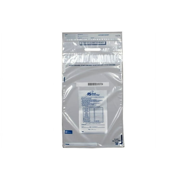 Royal Sovereign RMTE-1222 12.5" x 25" Clear Tamper Evident Coin Deposit Bag