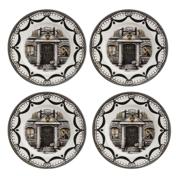 Royal Stafford Halloween Dinner Plates, Set of 4 (1666 Haunted House Design)