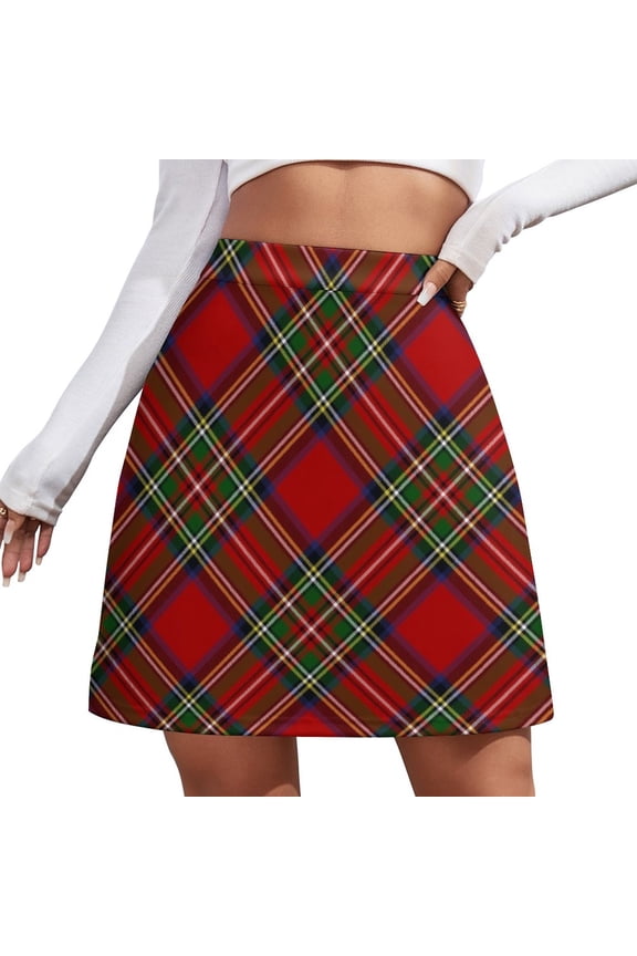 Royal Stewart Tartan Cross Plaid Mini Skirt mini denim skirt Woman skirt Dresses