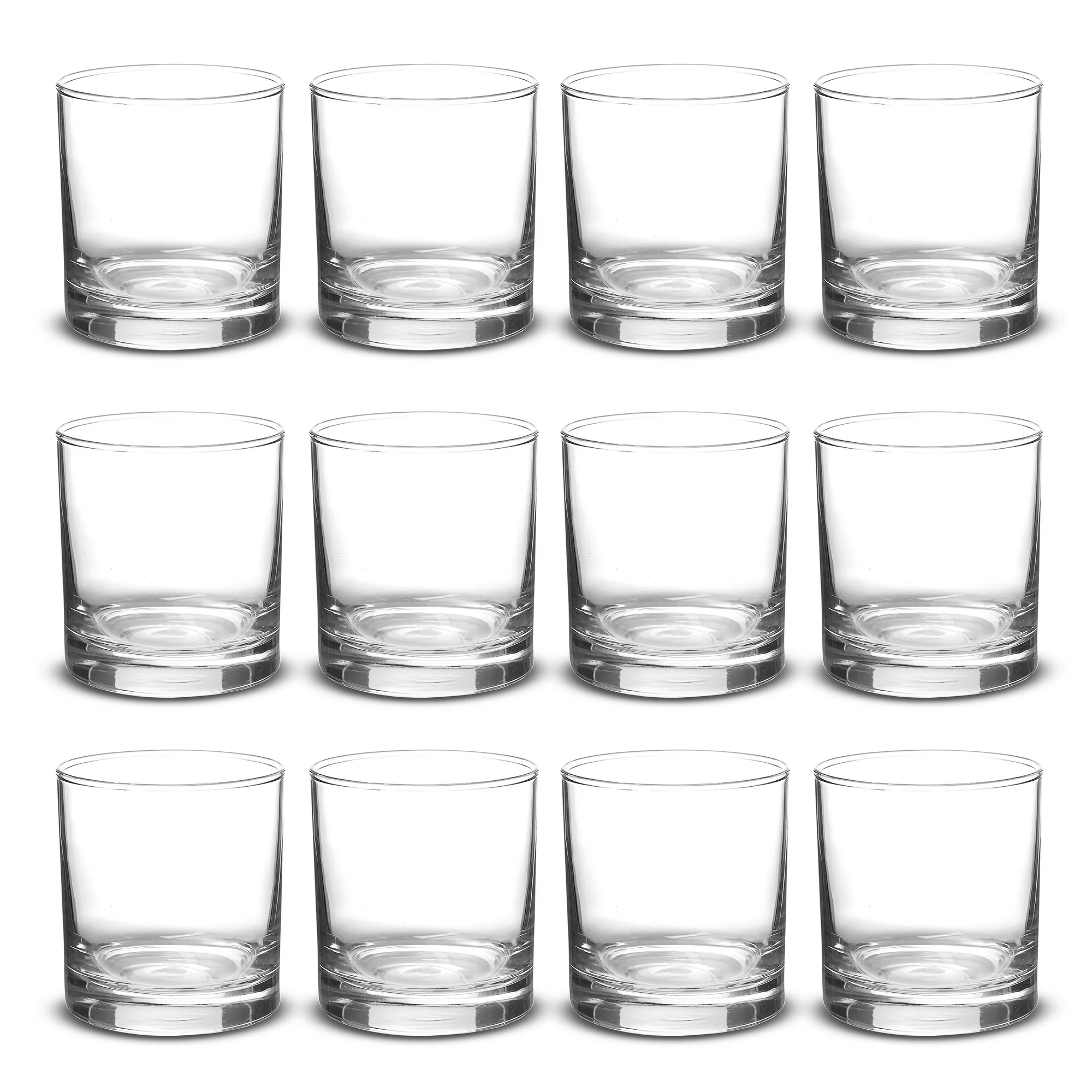 Royal Store 10.5 oz Whiskey Glasses Set of 12 – Premium Rock Glasses for Scotch, Bourbon, Cocktails, Clear
