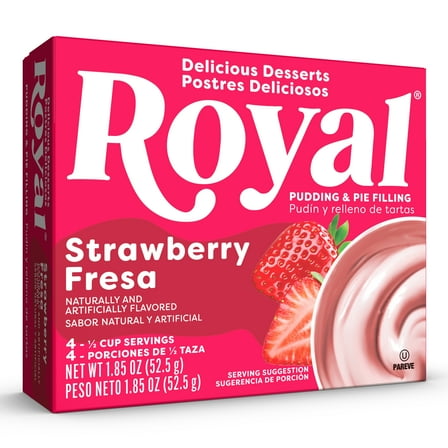 Royal Strawberry Instant Pudding Mix and Pie Filling, Fat-Free, 4 Servings, 1.85 oz Box