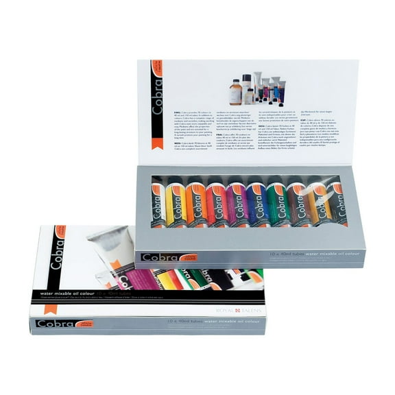 Royal Talens Cobra Water Mixable Oil Color Set, Value, 10-Colors