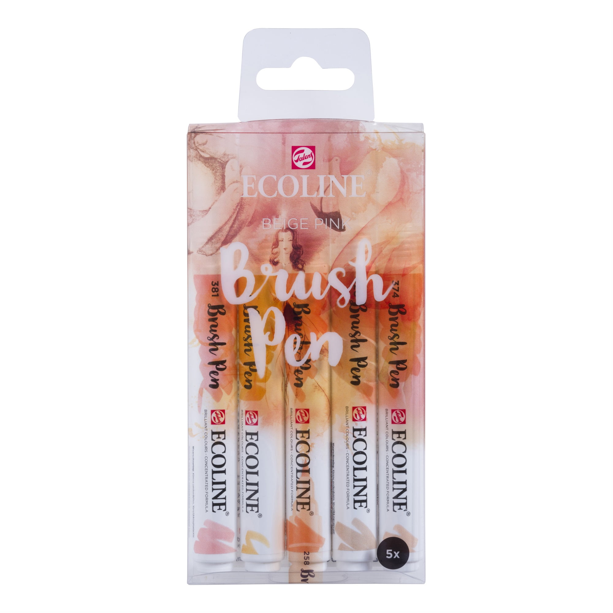 Royal Talens Ecoline Brush Marker Set - Beige/Pink Hues, Set of 5 