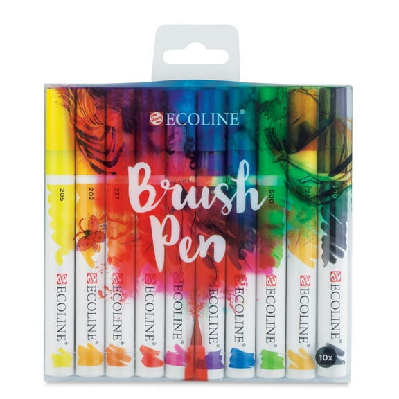 Royal Talens Ecoline Brush Marker Set - Set of 10, Assorted Colors