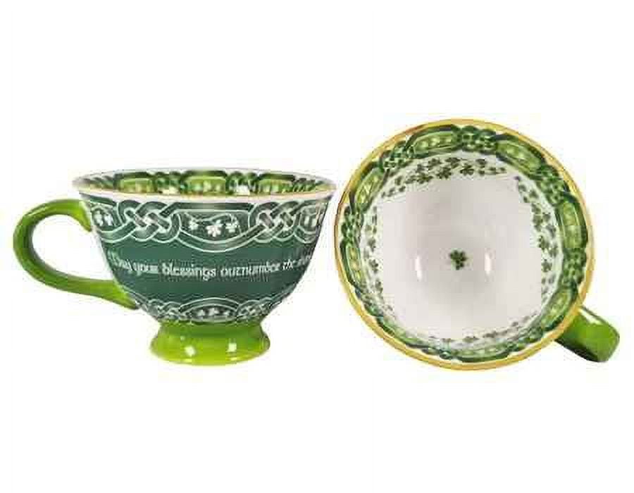 Royal Tara Bone China Blessing Mug Latte Cup Green Celtic Knots Ceramic