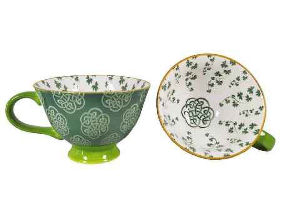 Royal Tara Bone China Shamrock Mug Latte Cup Green Celtic Knots Ceramic