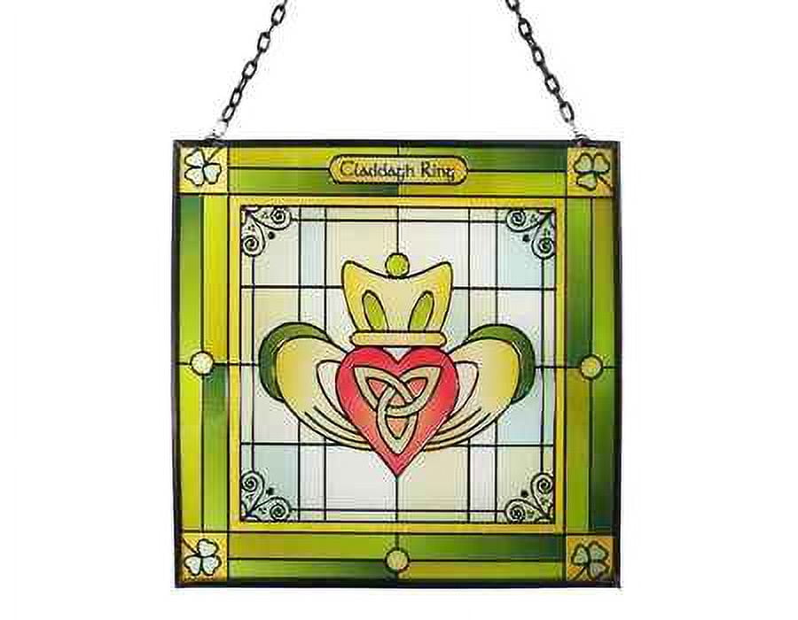 Royal Tara Claddagh Stained Glass Window Hang Suncatcher Square Irish
