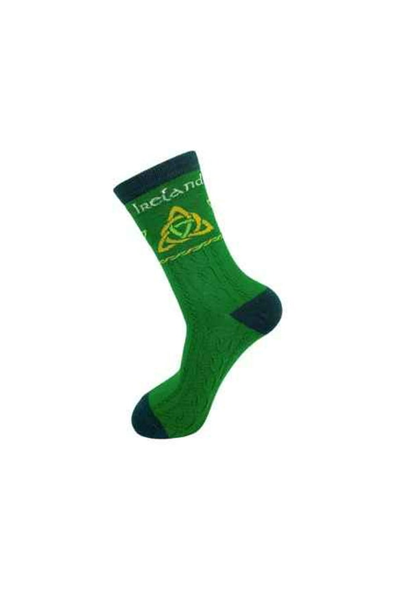 Cotton Green Shamrock Socks Aran Style Irish Symbol Ireland Gift St Patrick's Day
