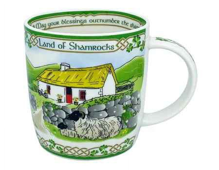 Royal Tara Farm Land of Shamrock Print Bone China Mug Hand Painted