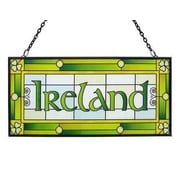 Royal Tara Ireland Shamrock Stained Glass Window Hang Suncatcher Rectangle St Patricks Day Irish Symbol Handcrafted House Decor