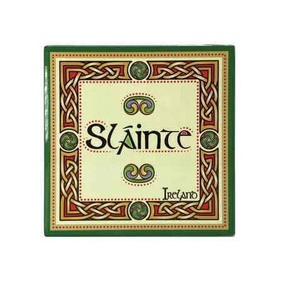 Royal Tara Slainte Ceramic Coaster Tabletop Protection Square, Irish Traditional Design, Heat-Resistant, Suitable for Drinks Decor Bar Table
