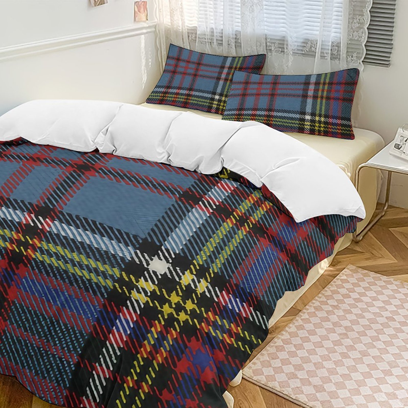 Royal Tartan Plaid Duvet Cover Set Bedding Set Polyester Quilt Cover for Bedroom Decoration