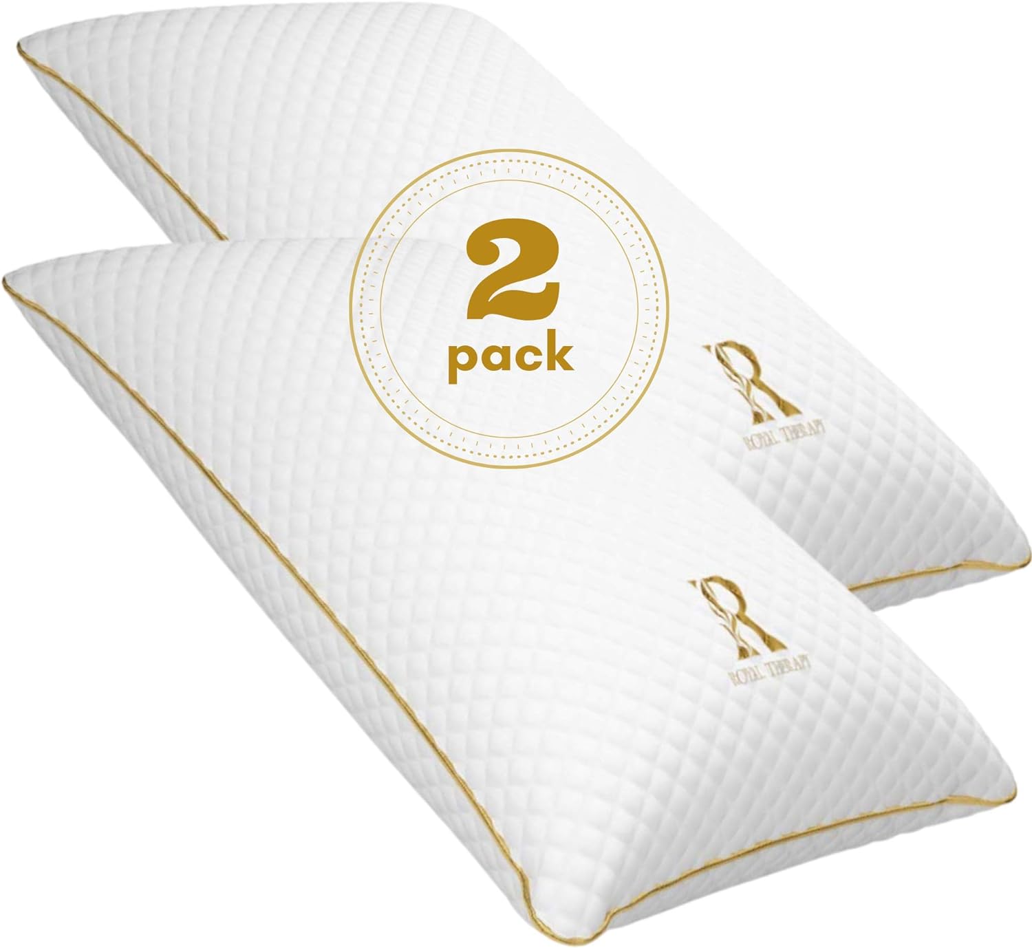 Royal Therapy 2Pack King Memory Foam Pillow, Adjustable Shredded Odor