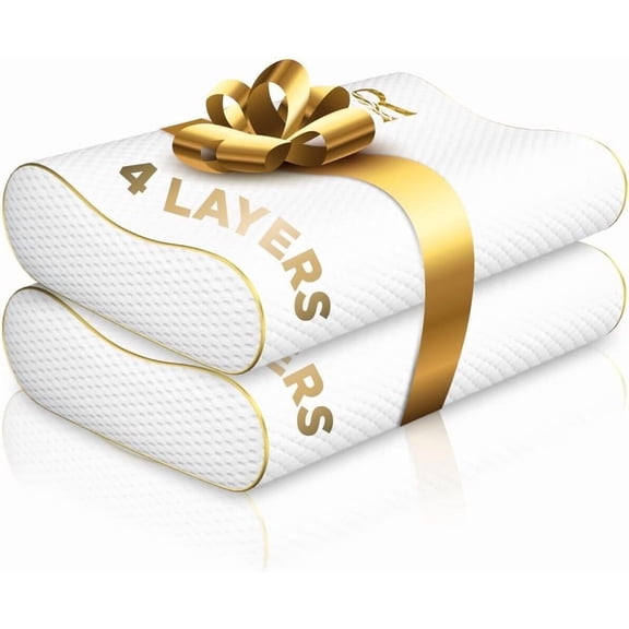 Royal Therapy King Memory Foam Contour Pillow, Adjustable Neck Support, Ergonomic Design, 2 pack