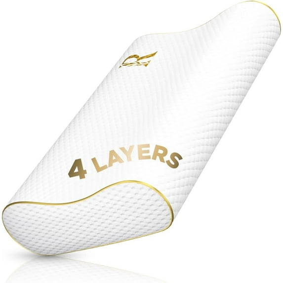Royal Therapy 4 Layer Memory Foam Contour Pillow, Queen, Adjustable Ergonomic Neck Support