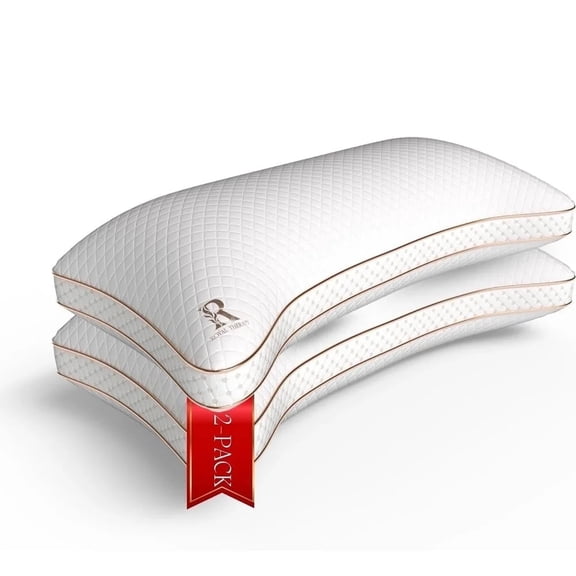 Royal Therapy King (Pack of 2) Memory Foam Pillow, Adjustable Shredded Memory Foam Pillow with Bamboo Cover, Medium Firm Pillow for Back Stomach Sleepers, CertiPUR-US and OEKO-TEX Certified - BioForm