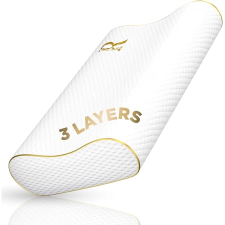 Royal Therapy King Contour Memory Foam Pillow – 3 Layer Adjustable Ergonomic Cervical Neck Support