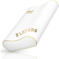 Royal Therapy King Contour Memory Foam Pillow – 3 Layer Adjustable Ergonomic Cervical Neck Support