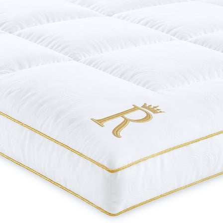 Royal Therapy King Size Mattress Topper White – Extra Thick Overfilled Down Alternative Cooling Mattress Topper with Deep Pocket Jacquard Cotton Mattress Pad