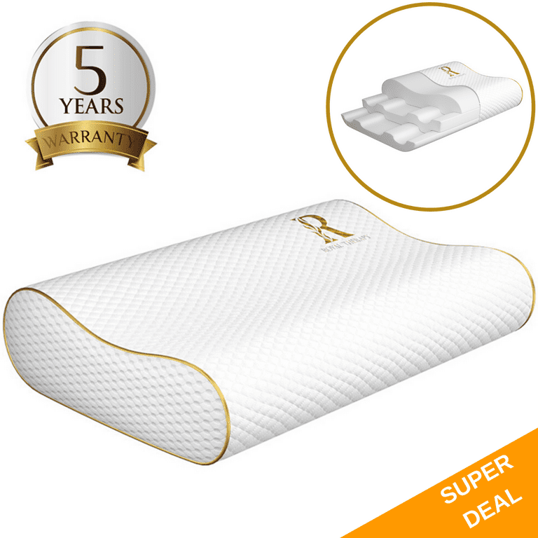 Royal Therapy Queen Memory Foam Contour Pillow, White Bed Pillow