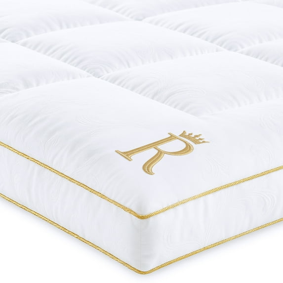 Royal Therapy Queen Mattress Topper, Extra Thick 400TC Cotton, Overfilled Gel Microfiber Down Alternative, Deep Pocket Cooling Mattress Pad, White
