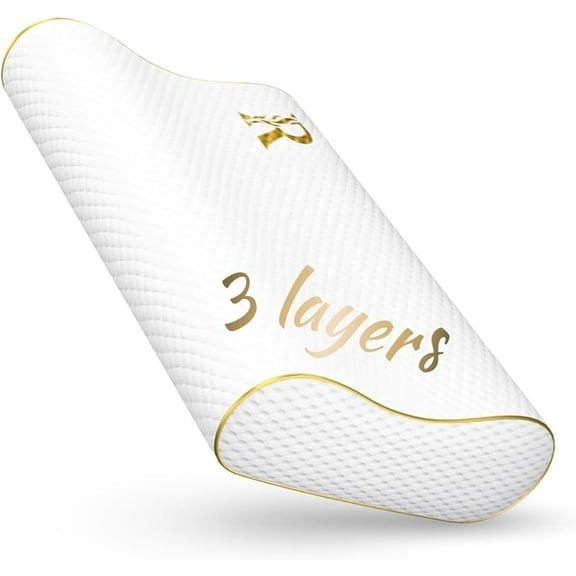 Royal Therapy Travel Contour Pillow Adjustable Ergonomic Pillow, Premium Cervical Neck Pillow for Sleeping, Compact Memory Foam Neck Pillow, Shoulder Pain & Reliable Pillow for Neck Pain Relief