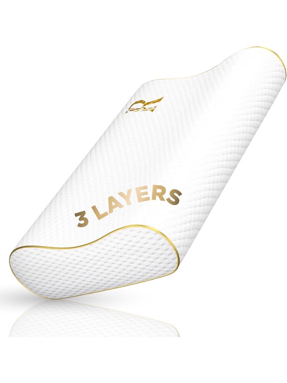 Travel Memory Foam Pillow – Adjustable Ergonomic Cervical Neck Support for Sleeping, Pain Relief for Neck & Shoulders