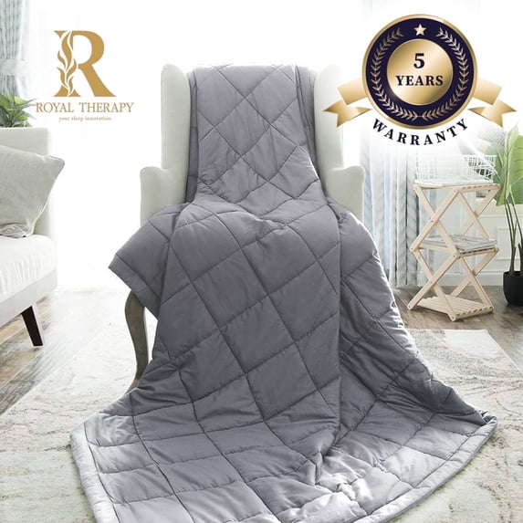 Royal Therapy Weighted Blanket – Heavy 100% Cotton Blanket with Premium Glass Beads (20 lb 60" x 80", French Grey), Suitable for One Person (~250 lbs) – Use on Queen/King Bed
